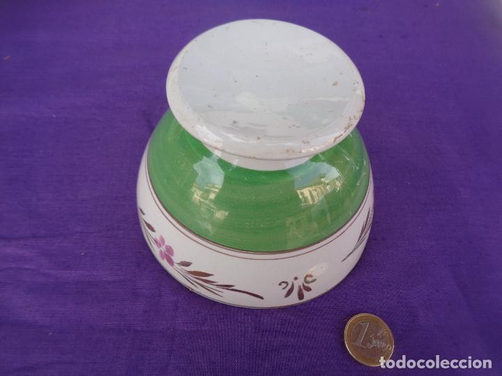 Antig&uuml;edades: ANTIGUO TAZ&Oacute;N REFLEJO VERDE Y FLORES. - Foto 3