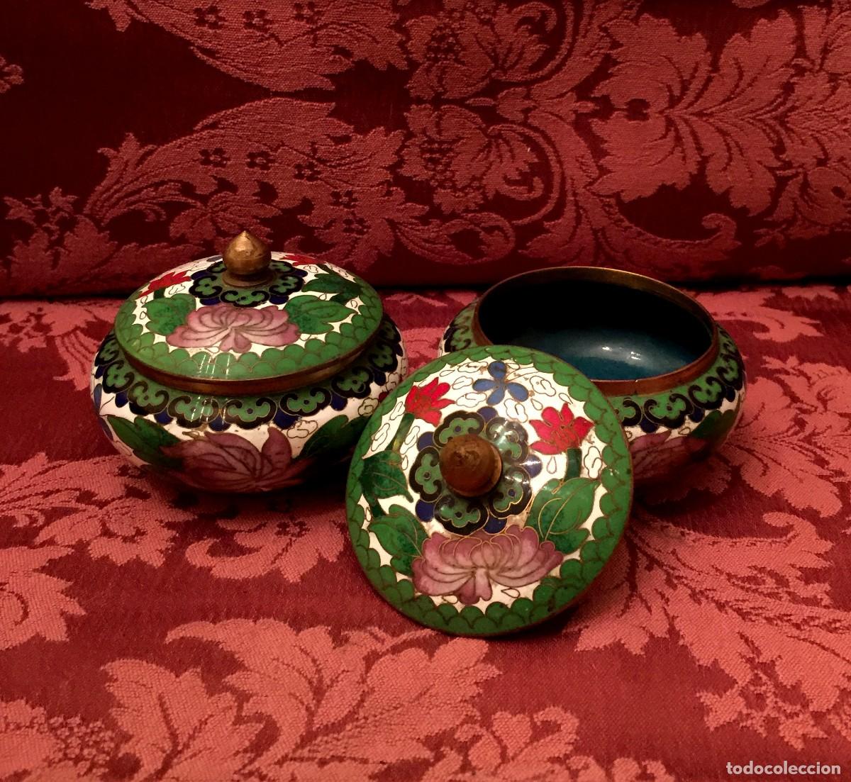 Antig&uuml;edades: PAREJA DE TIBORES EN CLOISONN&Eacute;. - Foto 1