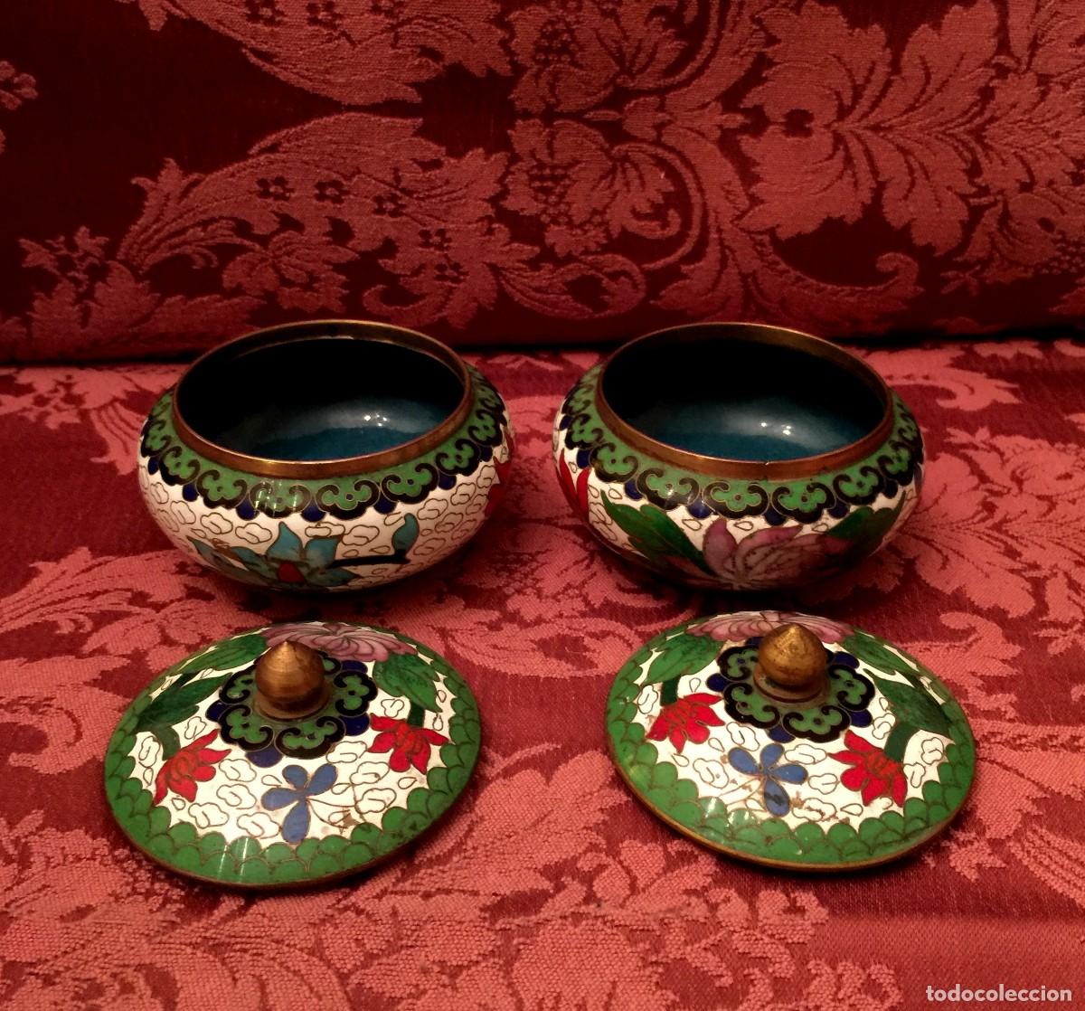 Antig&uuml;edades: PAREJA DE TIBORES EN CLOISONN&Eacute;. - Foto 4