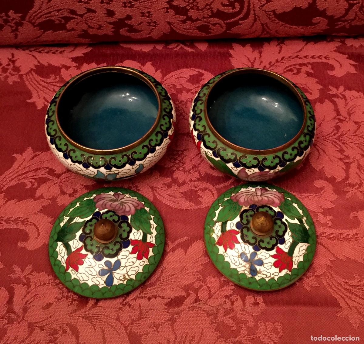Antig&uuml;edades: PAREJA DE TIBORES EN CLOISONN&Eacute;. - Foto 5