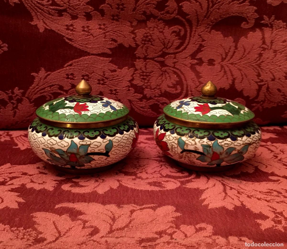 Antig&uuml;edades: PAREJA DE TIBORES EN CLOISONN&Eacute;. - Foto 6