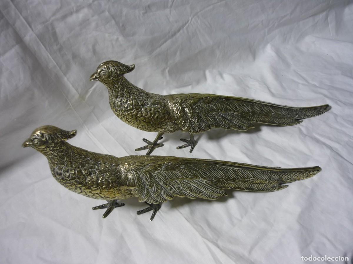 Antig&uuml;edades: Pareja de faisanes de alpaca, 35 cm de largos - Foto 3