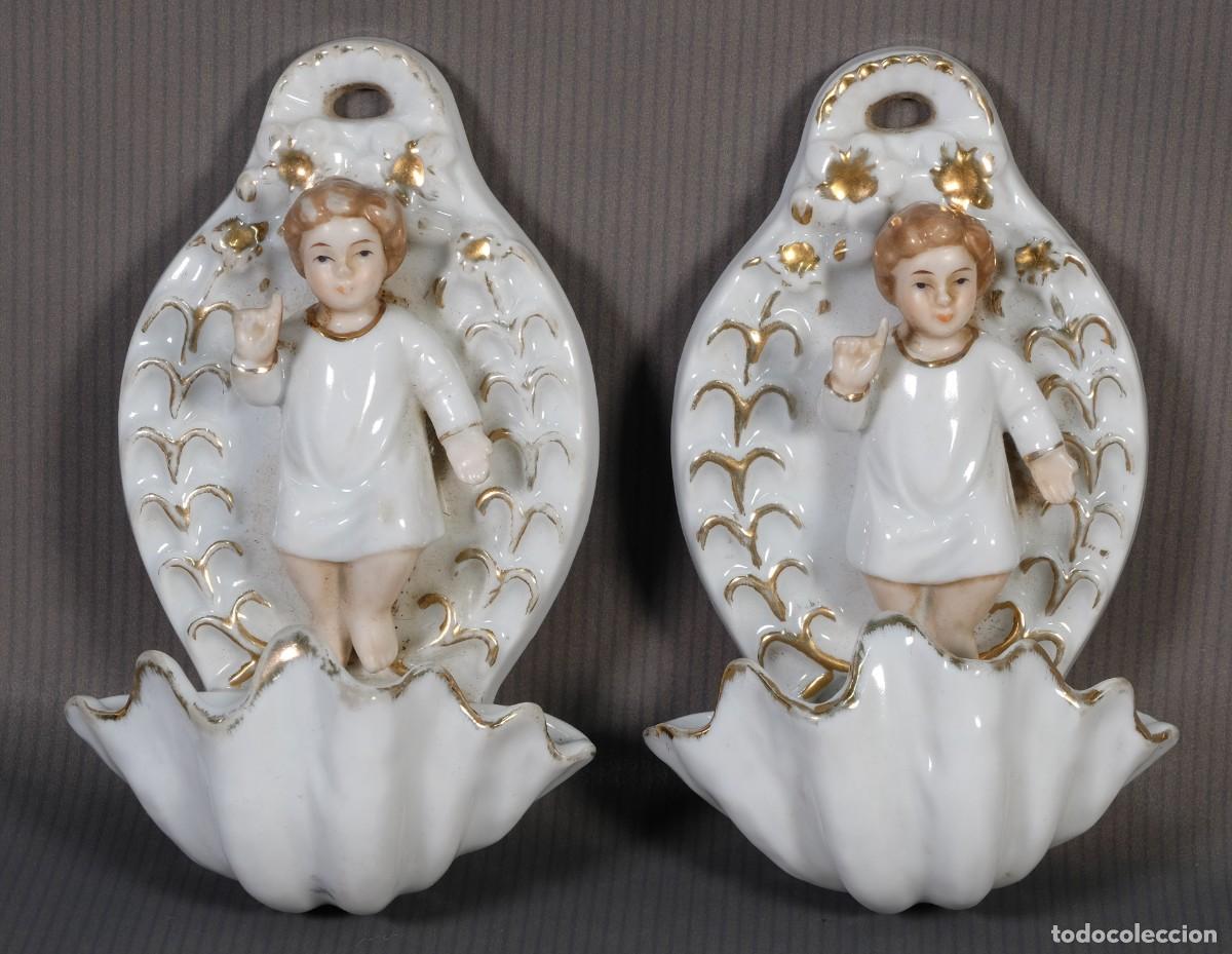 Antig&uuml;edades: Benditeras en porcelana representando ni&ntilde;os - Foto 1
