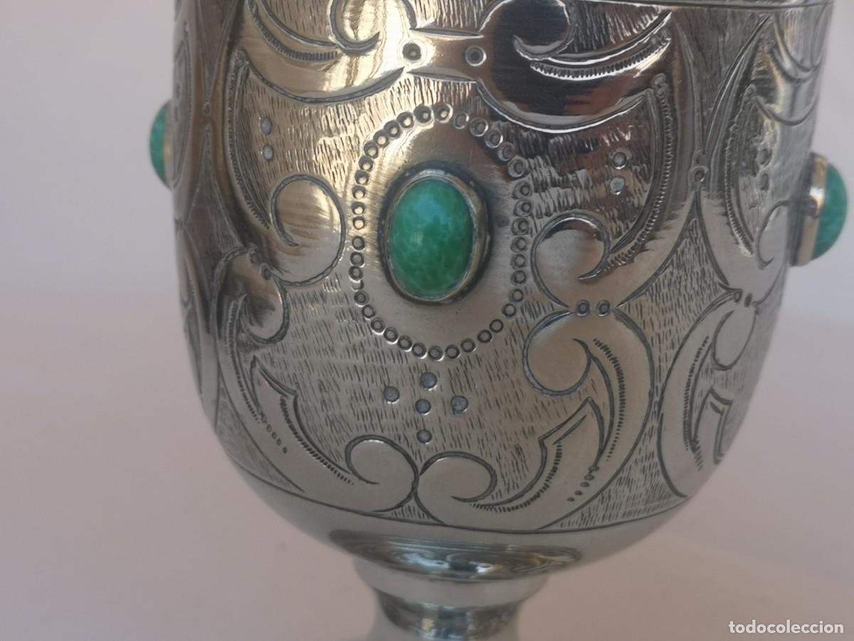 Antig&uuml;edades: COPA C&Aacute;LIZ CON PIEDRAS SEMIPRECIOSAS. - Foto 4