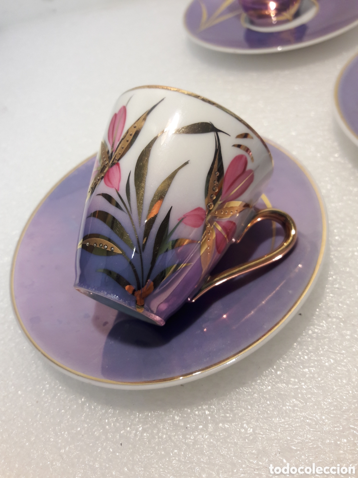 Antiquit&auml;ten: ANTIGUAS 6 TAZAS CON SUS PLATOS, PORCELANA SELLO CAPEANS FABRICADA EN ESPA&Ntilde;A , MED ALTO TAZA 6 CM.