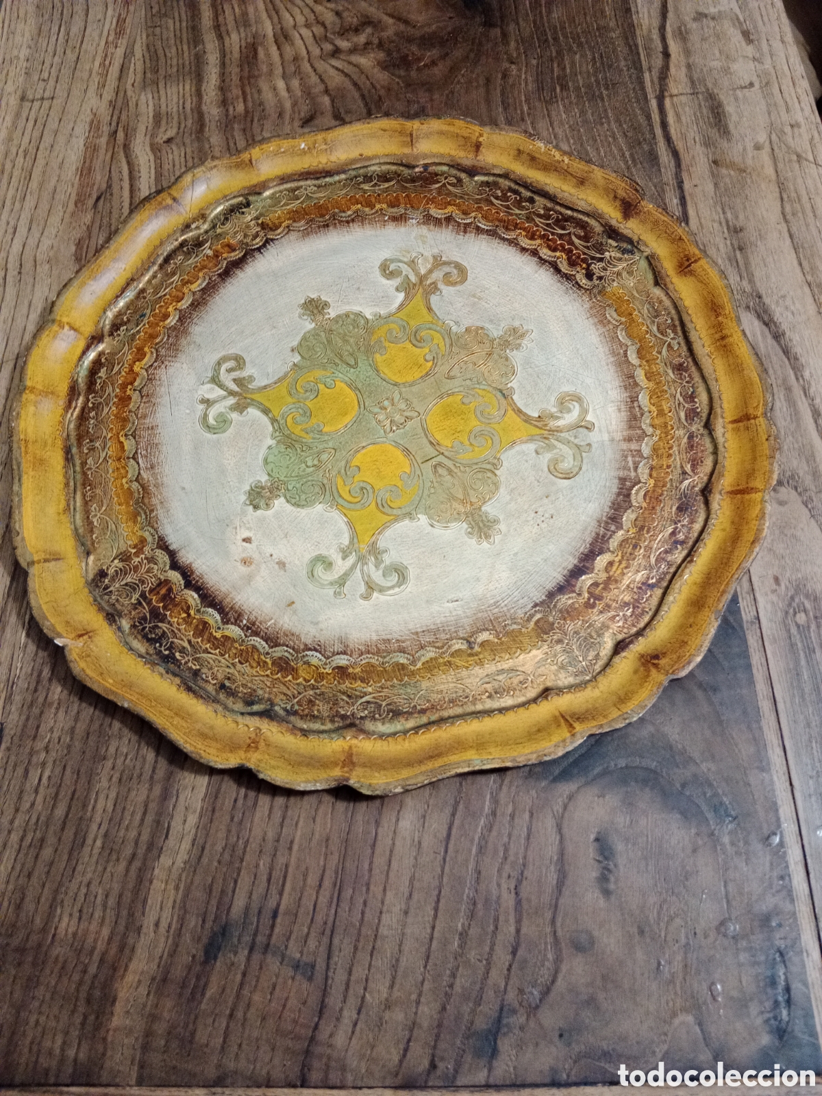 Antig&uuml;edades: Bandeja florentina de madera - Foto 1