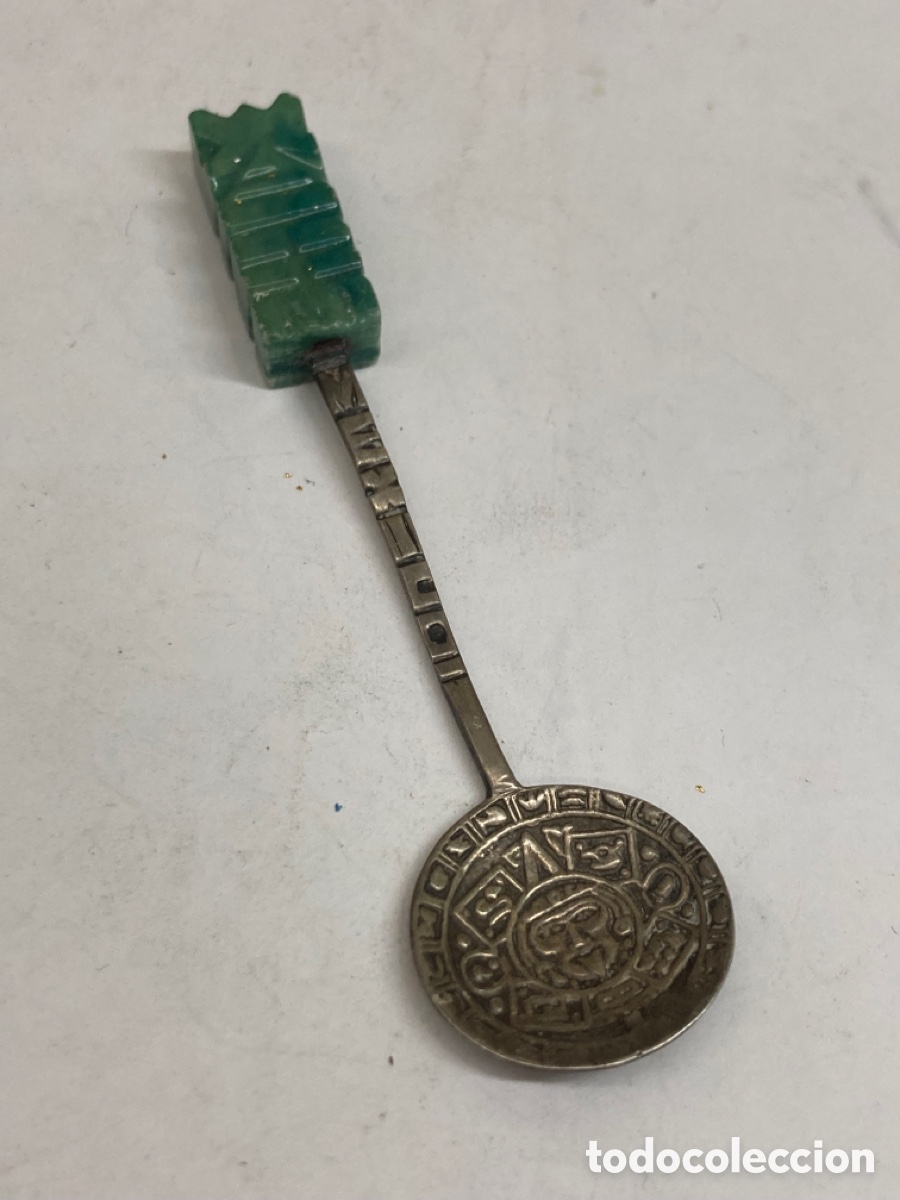 Antig&uuml;edades: Cuchara de plata mexicana Jade - Foto 1