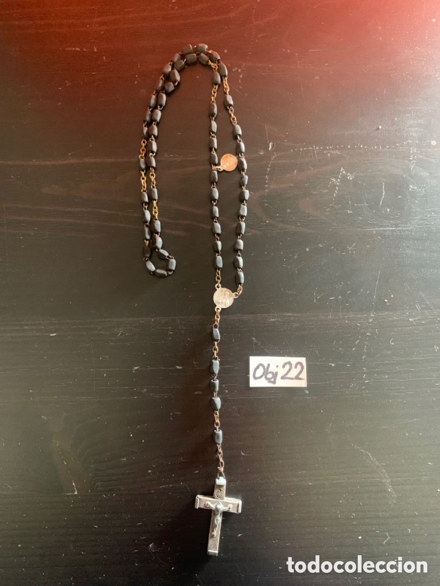 Antig&uuml;edades: Rosario antigua madera y plata - Foto 1