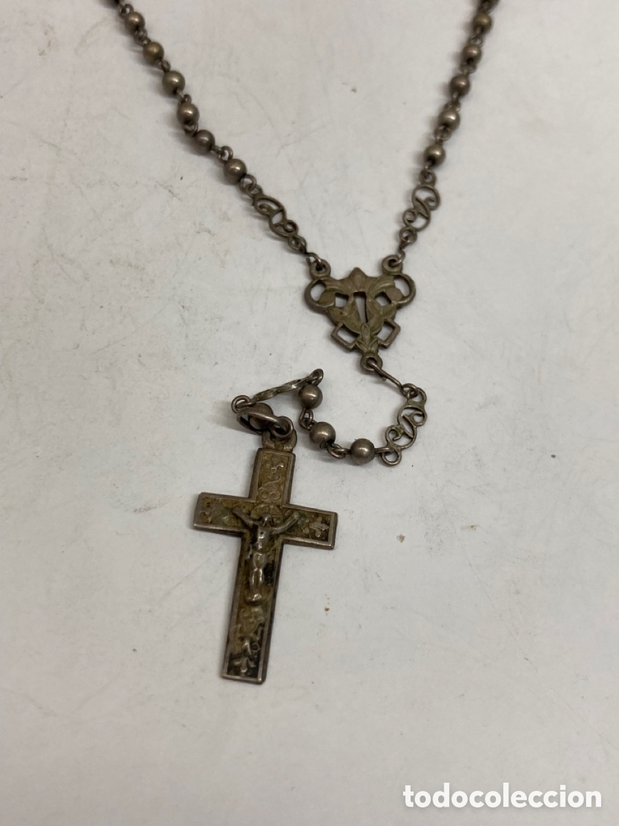 Antig&uuml;edades: Rosario de plata religiosa - Foto 2