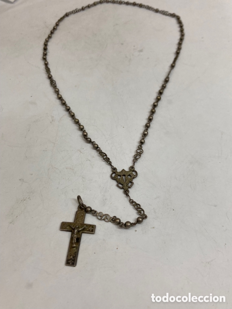 Antig&uuml;edades: Rosario de plata religiosa - Foto 1