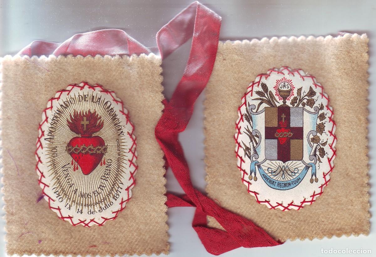 Antig&uuml;edades: ANTIGUO ESCAPULARIO DEL SAGRADO CORAZ&Oacute;N DE JES&Uacute;S - Foto 1