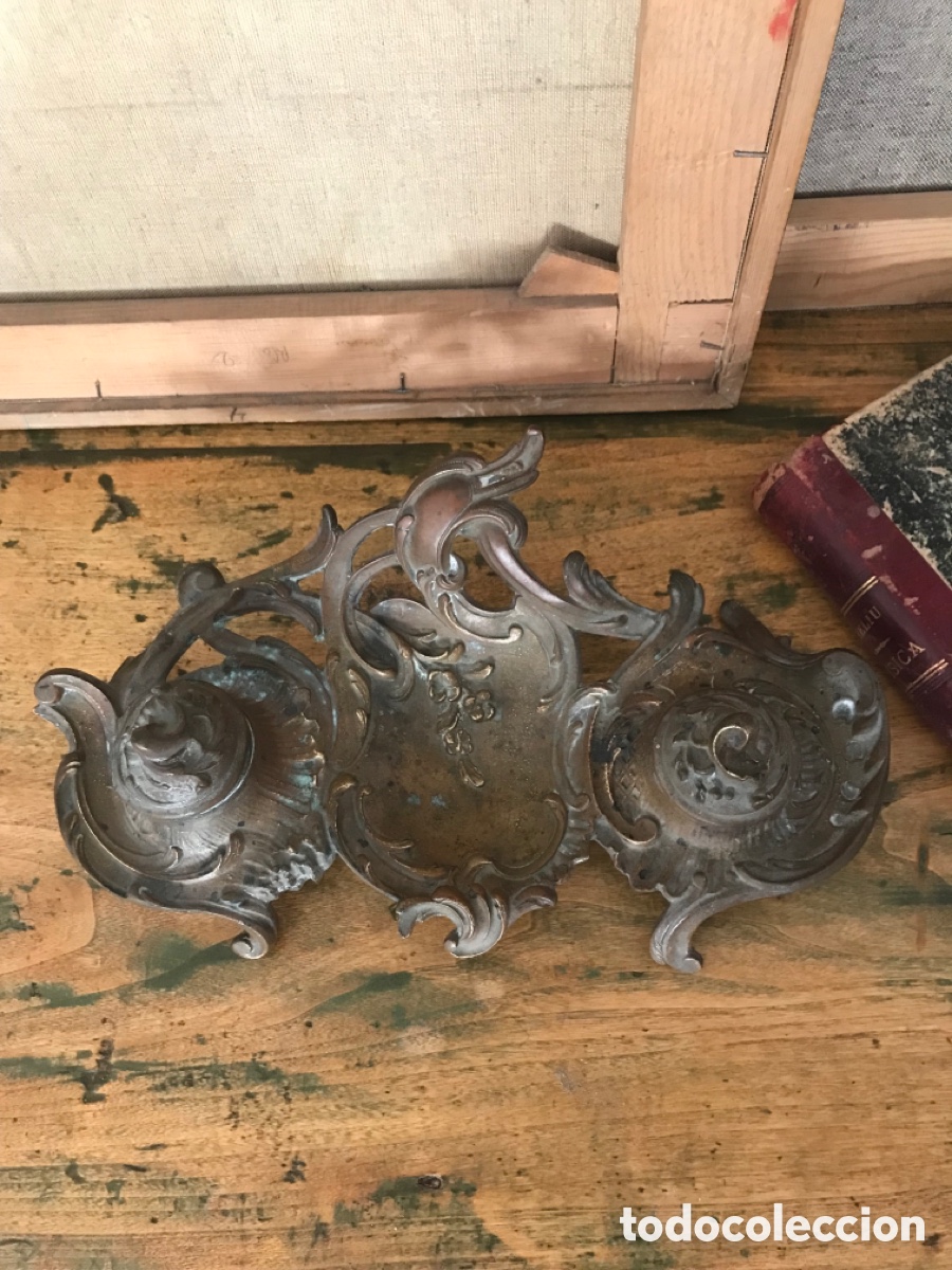Antig&uuml;edades: Escriban&iacute;a modernista de bronce. Tintero - Foto 6