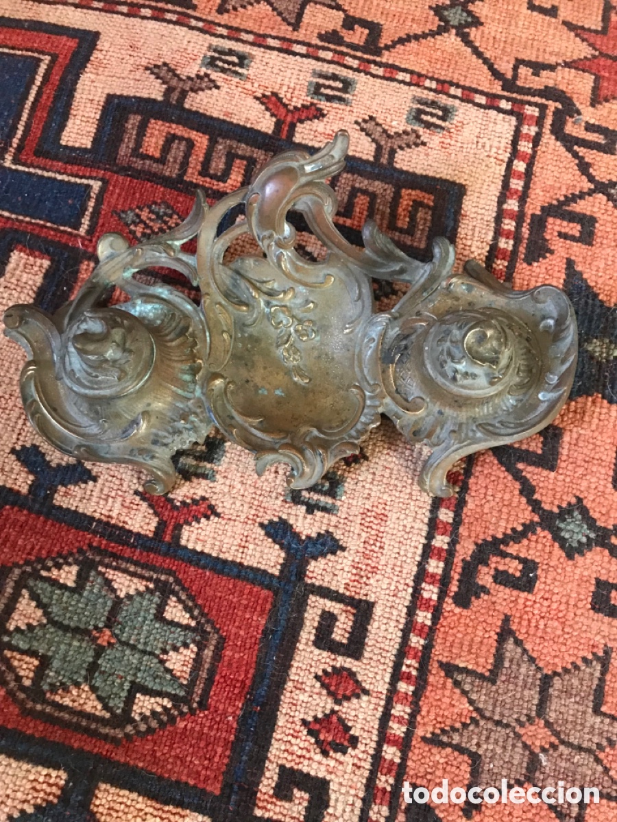Antig&uuml;edades: Escriban&iacute;a modernista de bronce. Tintero - Foto 8