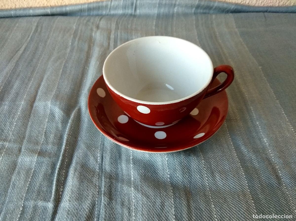 Antiguidades: ANTIGUA TAZA DECORADA CON LUNARES.