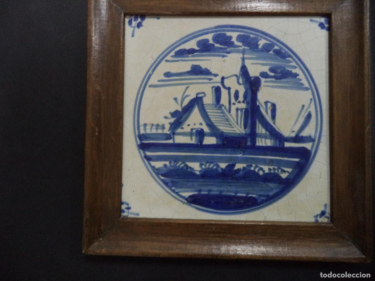 Antig&uuml;edades: Conjunto 4 azulejos Faian&ccedil;a Casarios com barcos, S&eacute;c 18 e 19 - Foto 4