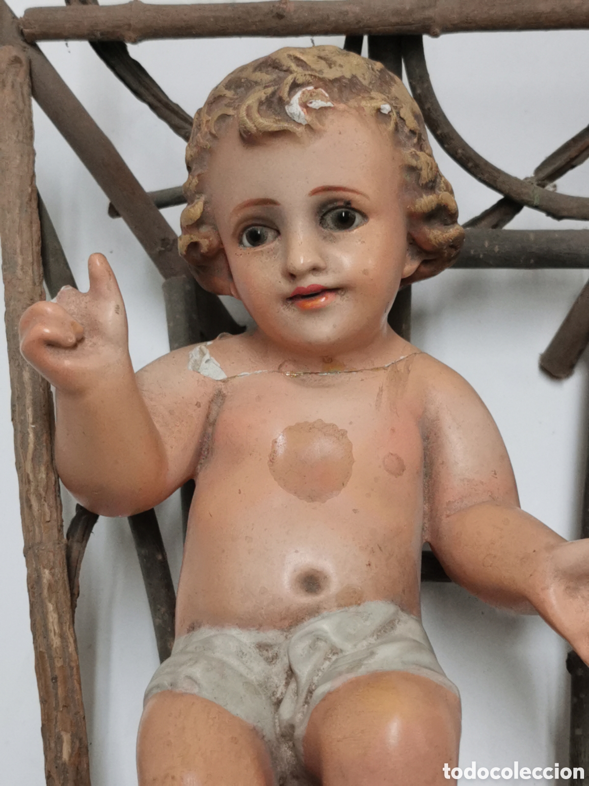 Antig&uuml;edades: Ni&ntilde;o de escayola con cuna - Foto 3