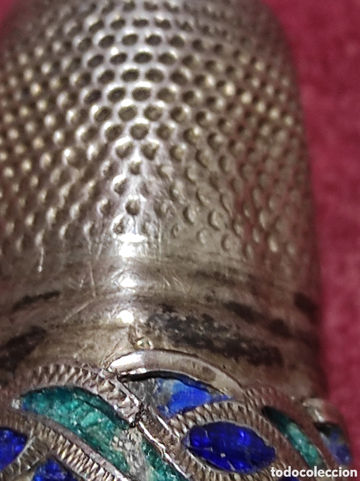 Antig&uuml;edades: Dedal de plata con esmaltes antiguo - Foto 2