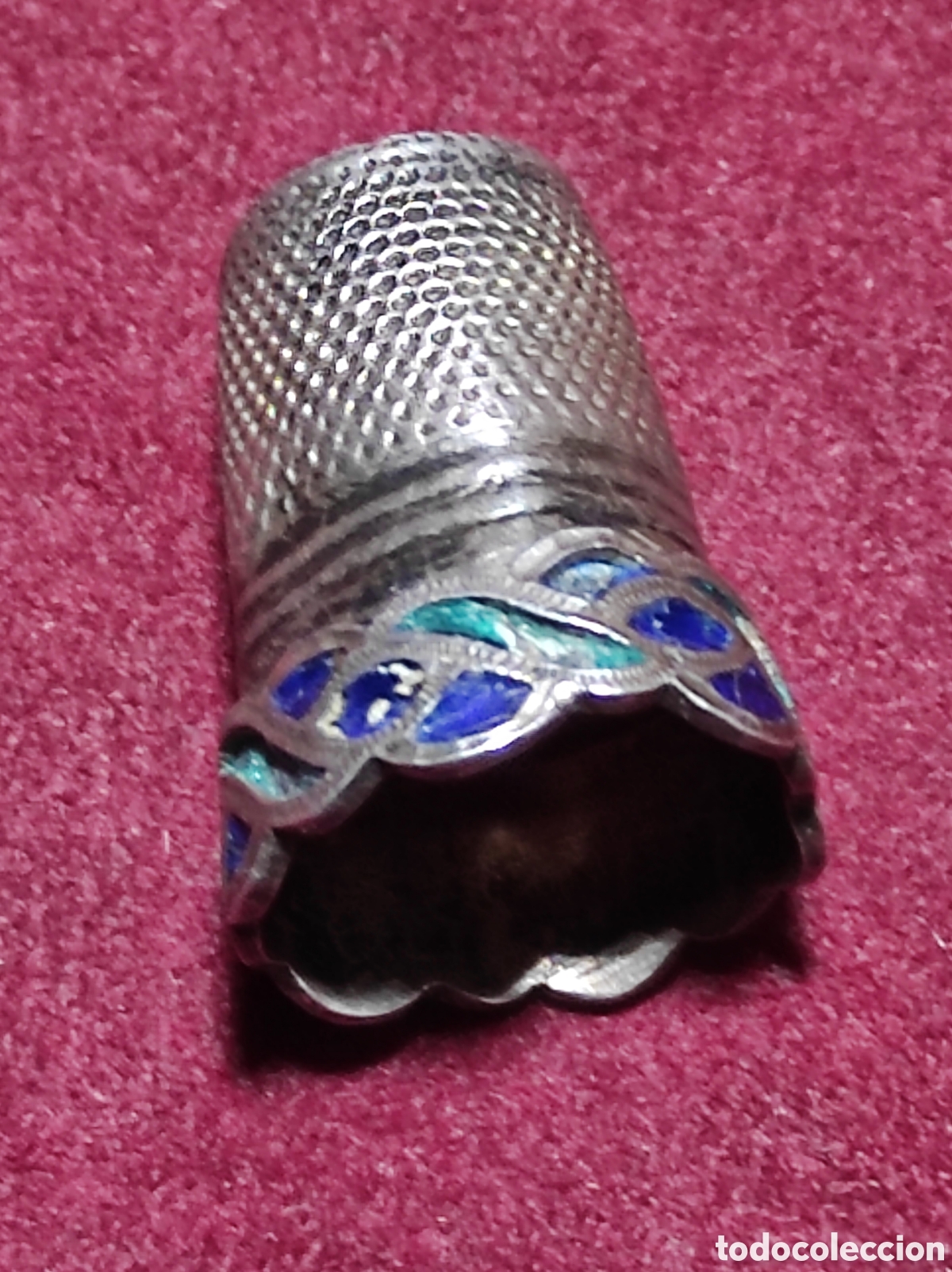 Antig&uuml;edades: Dedal de plata con esmaltes antiguo - Foto 3