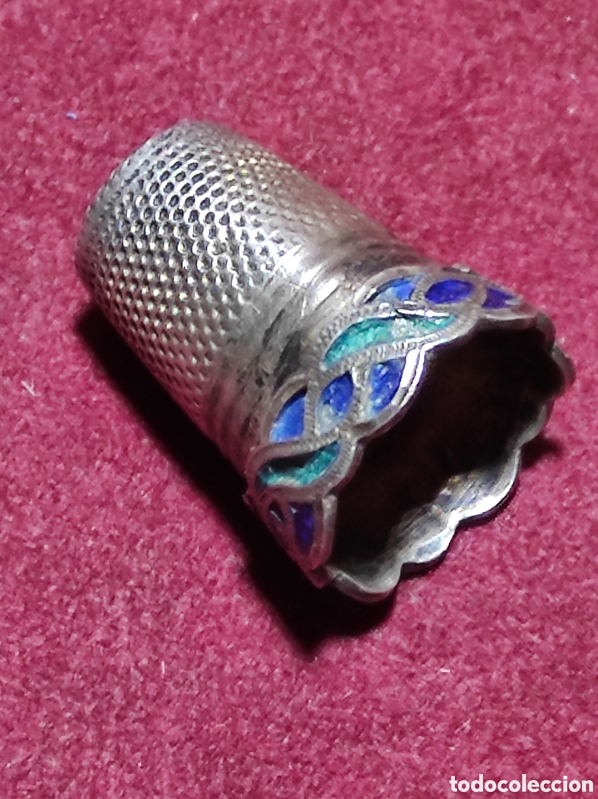 Antig&uuml;edades: Dedal de plata con esmaltes antiguo - Foto 4