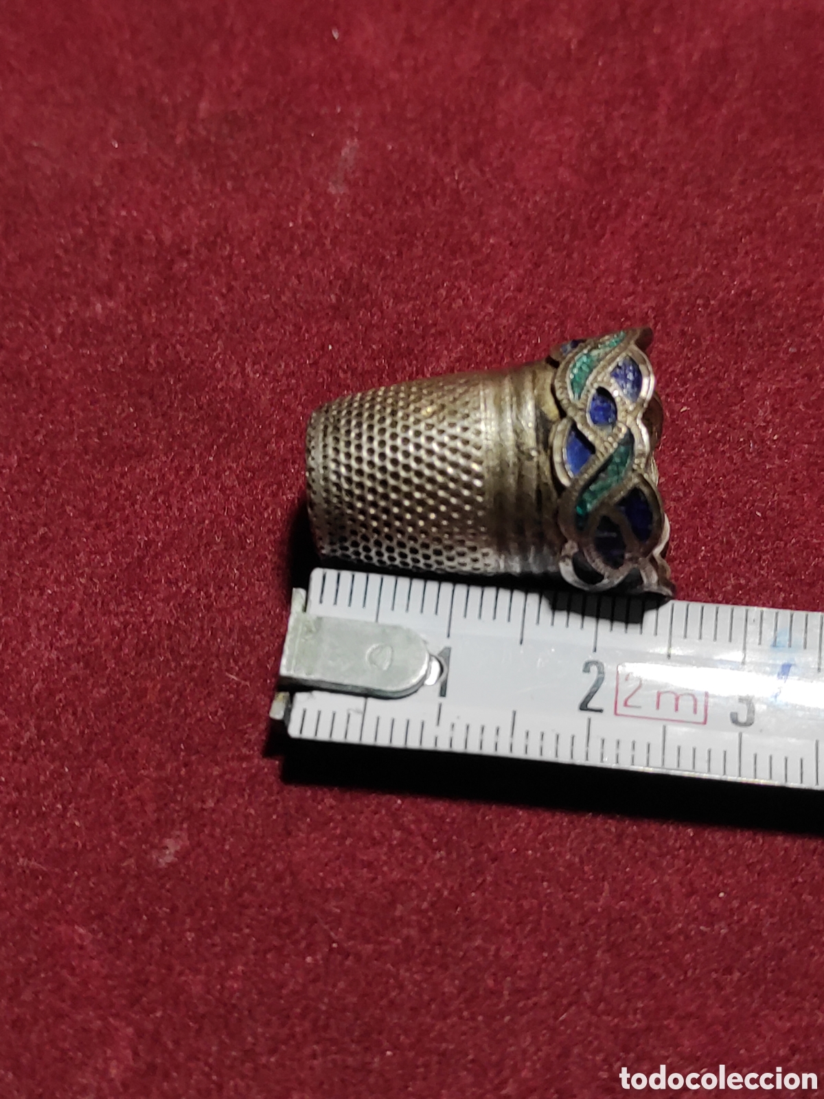Antig&uuml;edades: Dedal de plata con esmaltes antiguo - Foto 6