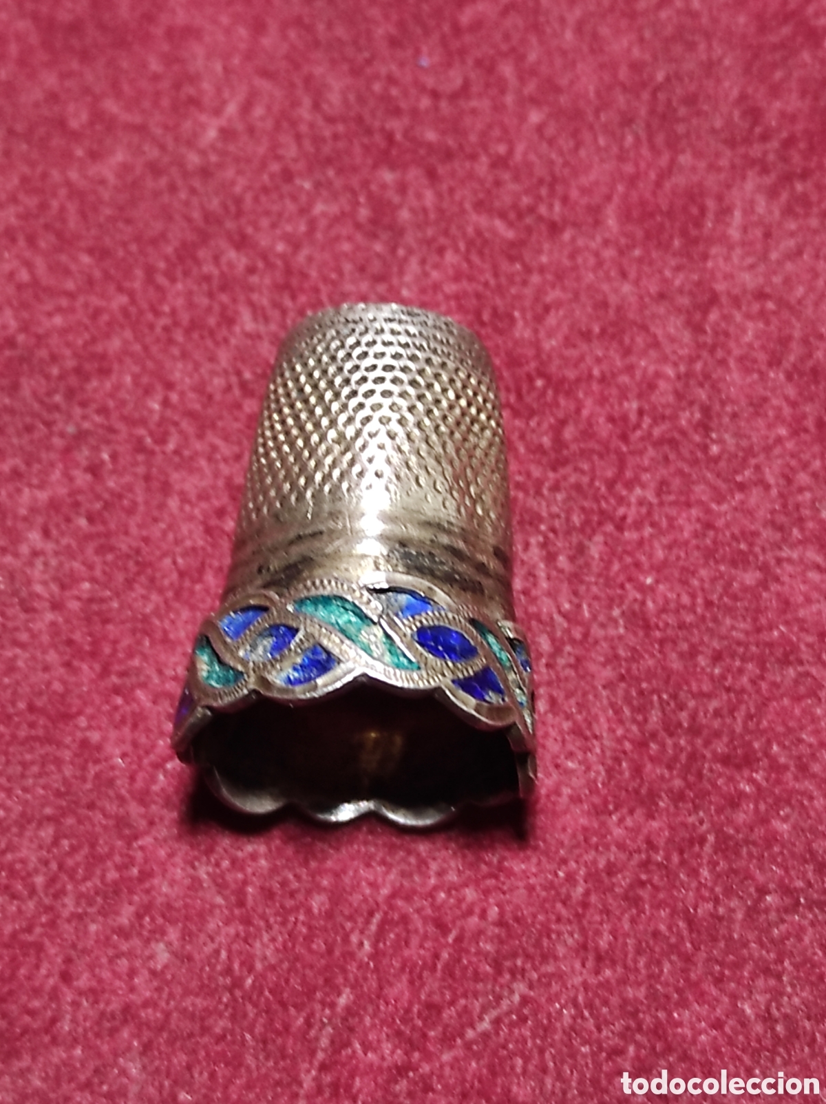 Antig&uuml;edades: Dedal de plata con esmaltes antiguo - Foto 1