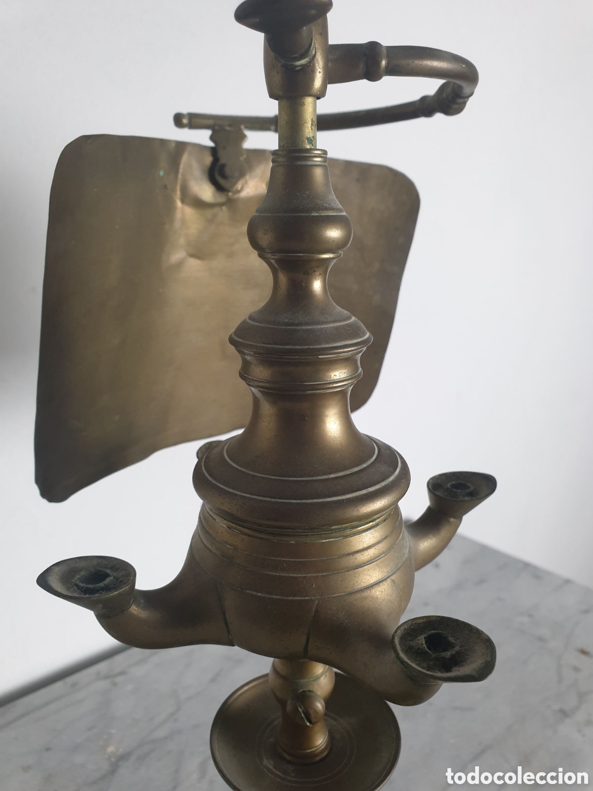Antig&uuml;edades: Vel&oacute;n de bronce de aceite siglo XIX - Foto 4