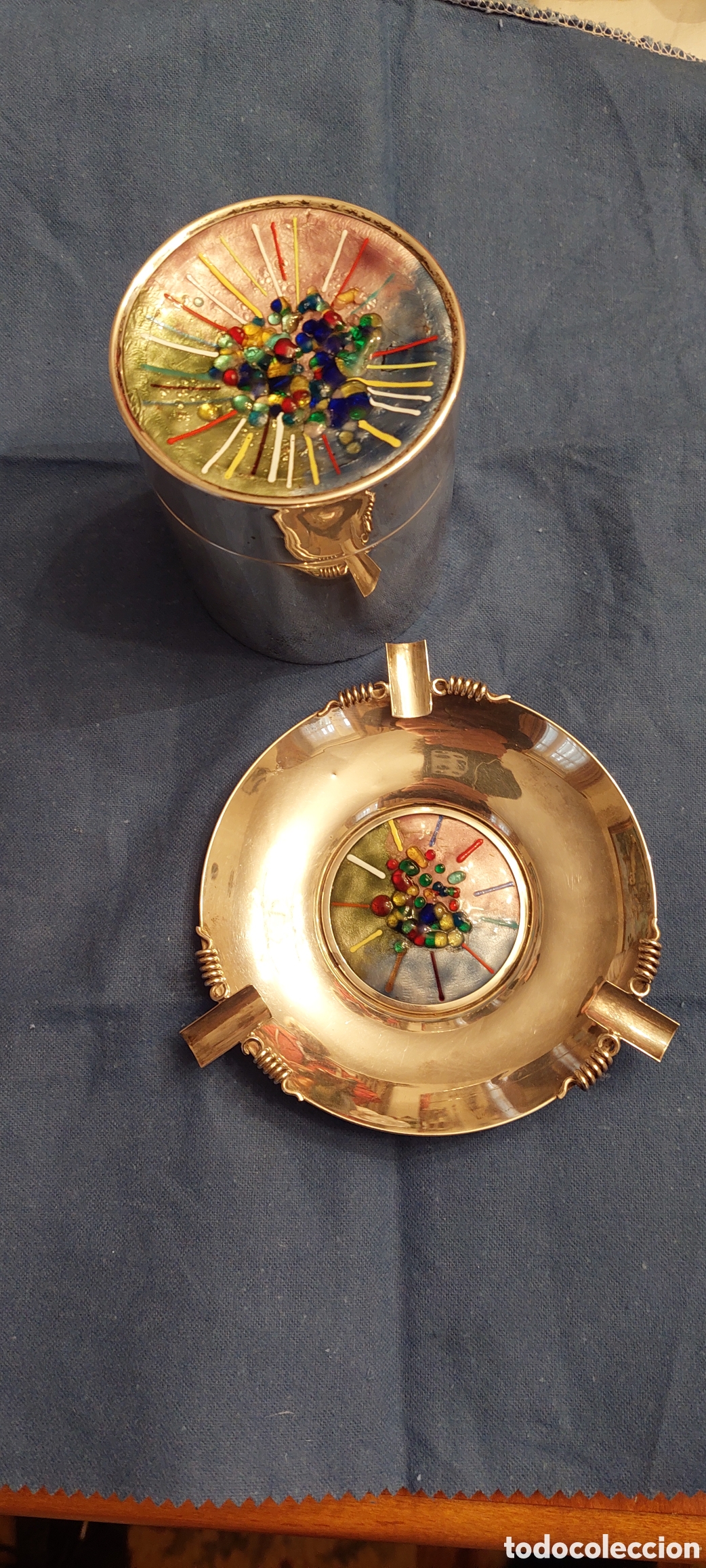 Antig&uuml;edades: Recipiente y cenicero de plata - Foto 1