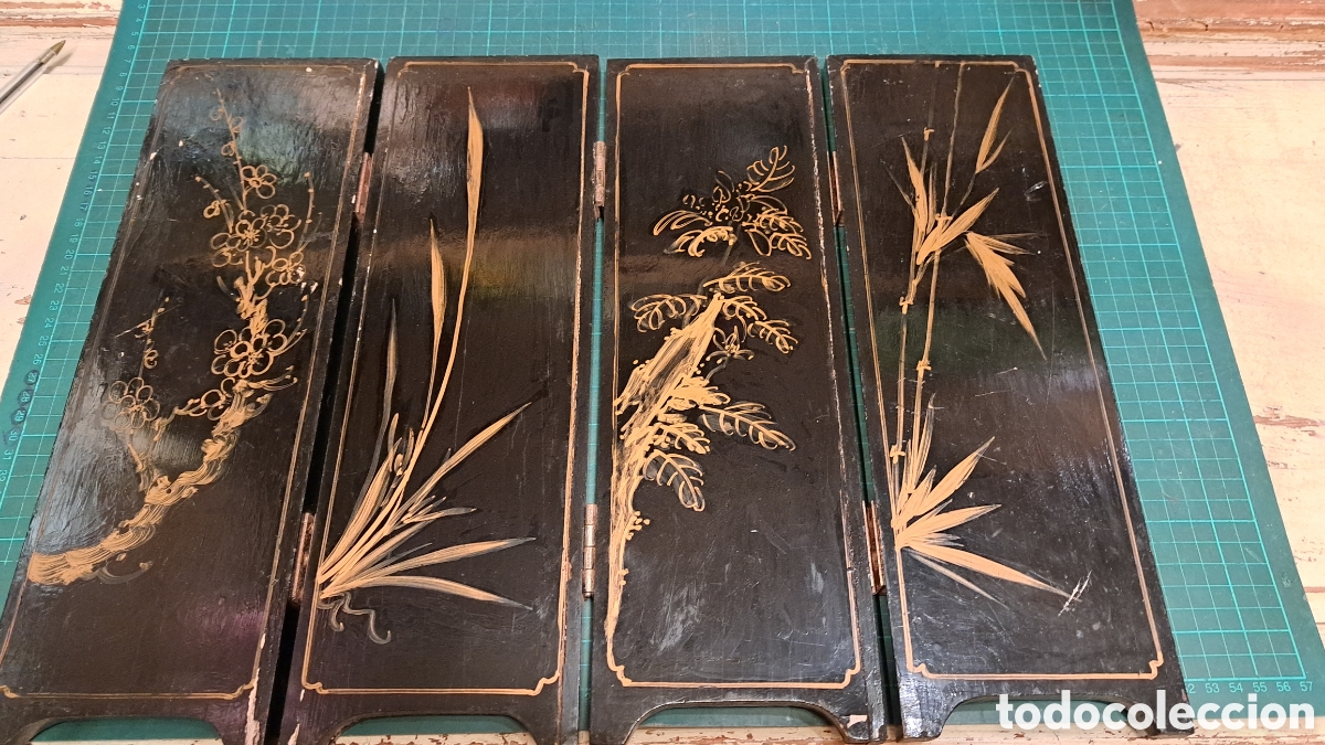 Antig&uuml;edades: Mini biombo chino antiguo nacar - Foto 3