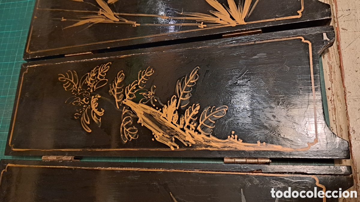 Antig&uuml;edades: Mini biombo chino antiguo nacar - Foto 5