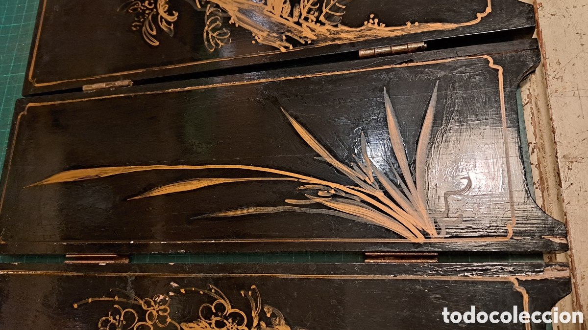 Antig&uuml;edades: Mini biombo chino antiguo nacar - Foto 6