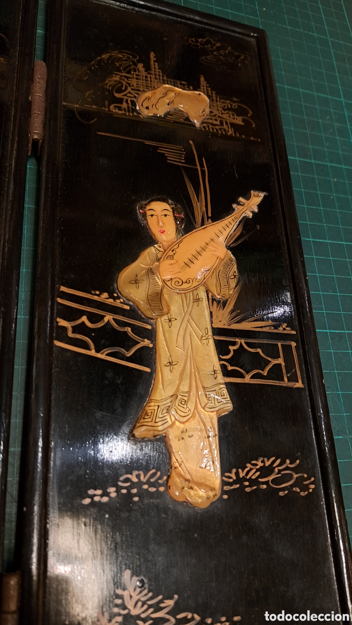 Antig&uuml;edades: Mini biombo chino antiguo nacar - Foto 11