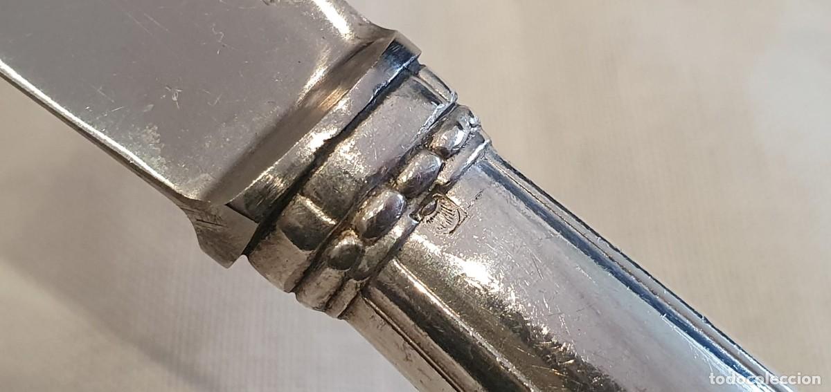 Antig&uuml;edades: 12 cuchillos mango ba&ntilde;o de plata postre / entrante - Foto 5