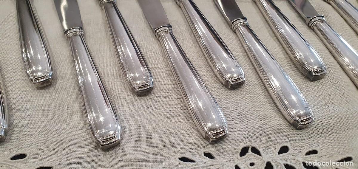 Antig&uuml;edades: 12 cuchillos mango ba&ntilde;o de plata postre / entrante - Foto 7