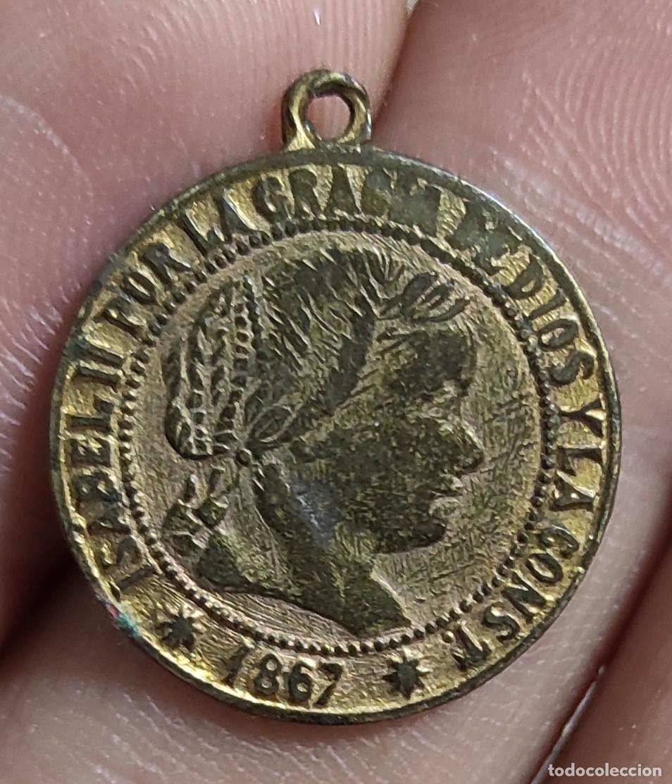 Antig&uuml;edades: Medalla Isabel II 1867 Cobre - Foto 1