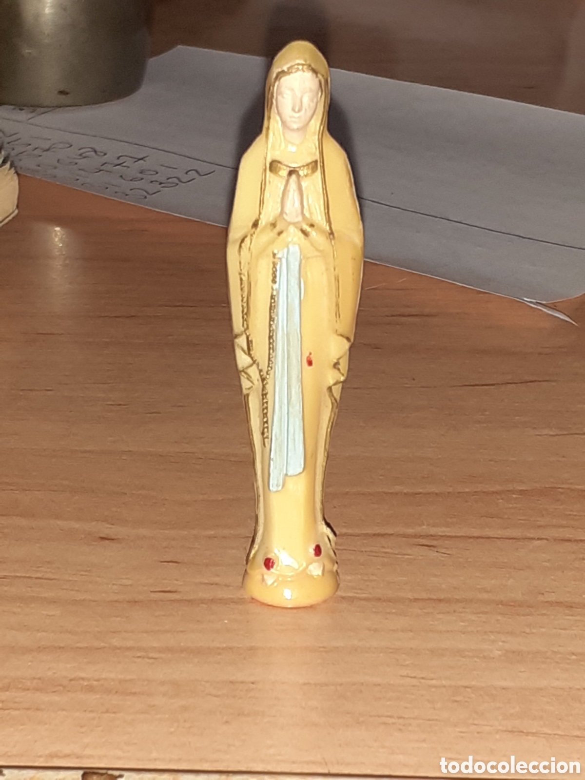 Antig&uuml;edades: Miniatura de Virgen. Pasta. 7 cms - Foto 3