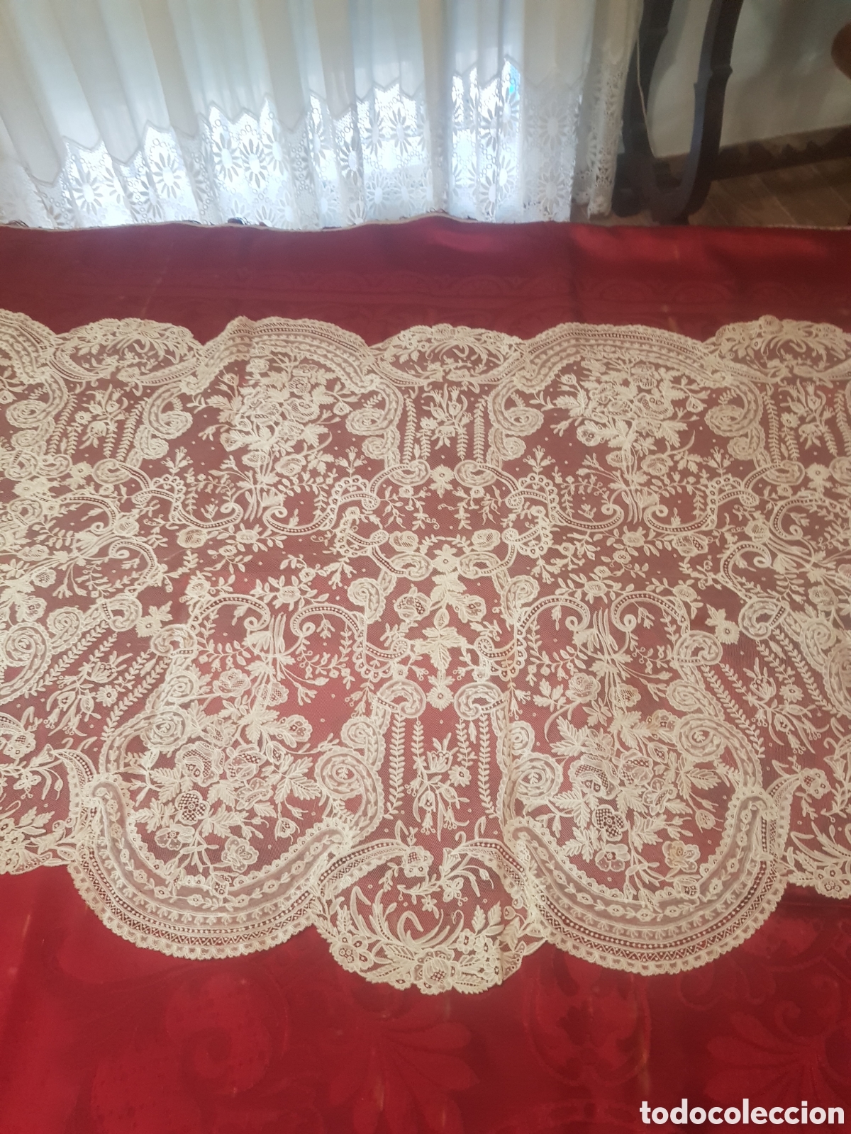 Antig&uuml;edades: Mantilla punto a la aguja - Foto 4