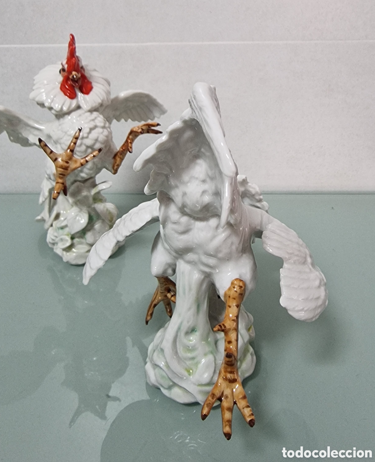 Antig&uuml;edades: PAREJA GALLOS CER&Aacute;MICA ALGORA BLANCOS - Foto 5