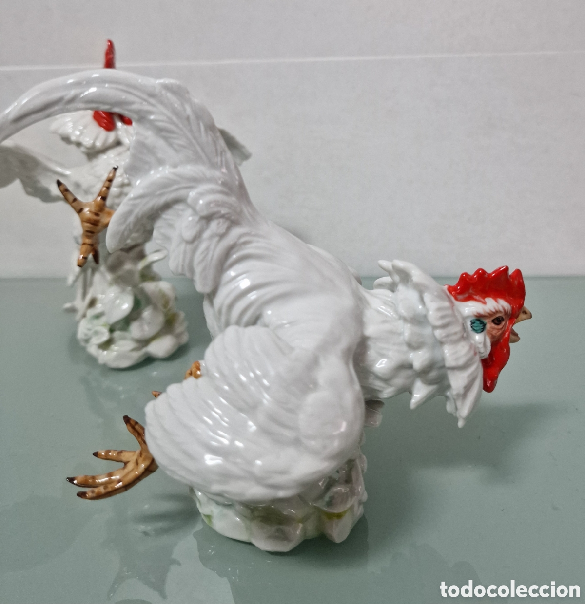 Antig&uuml;edades: PAREJA GALLOS CER&Aacute;MICA ALGORA BLANCOS - Foto 6