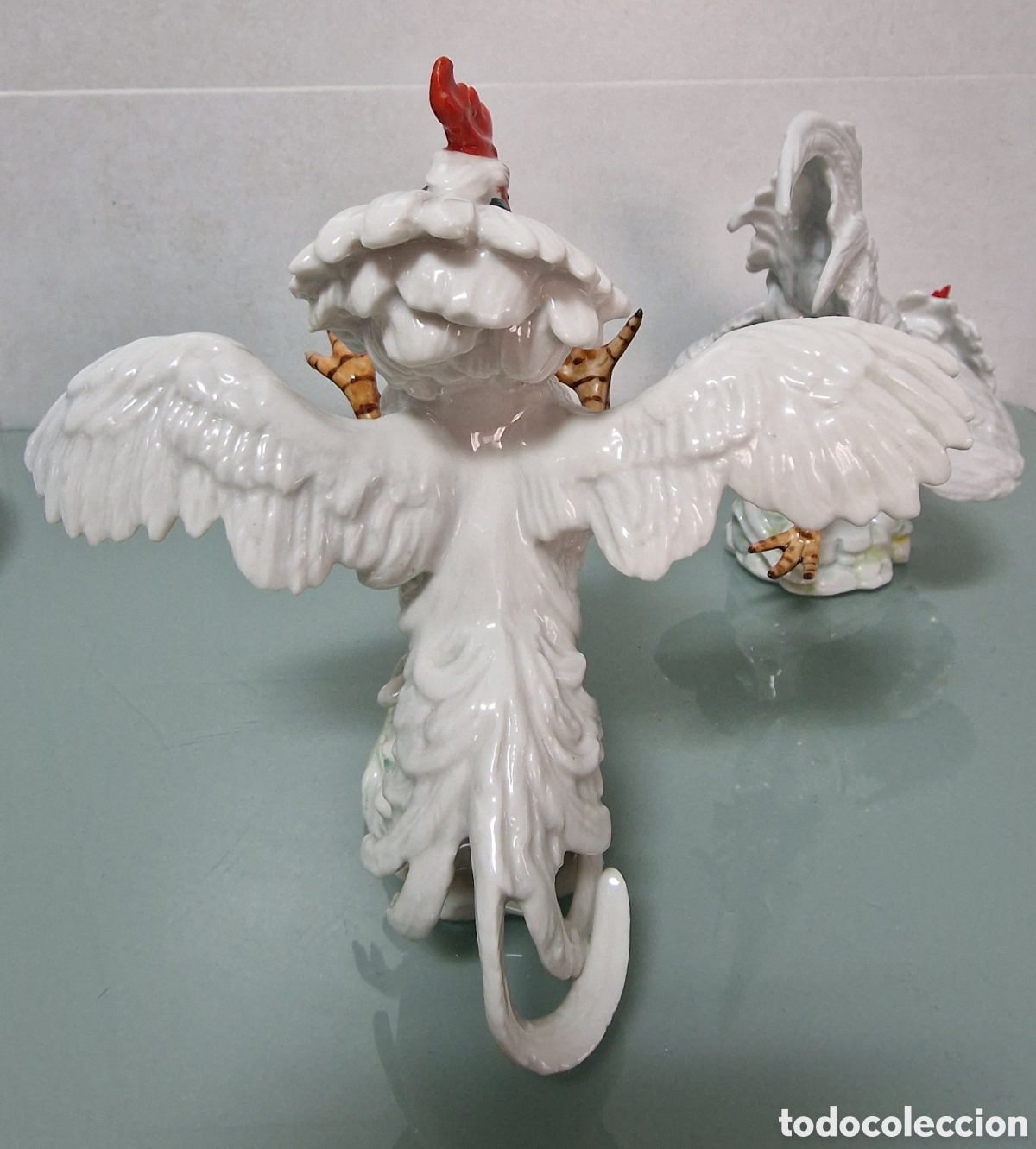 Antig&uuml;edades: PAREJA GALLOS CER&Aacute;MICA ALGORA BLANCOS - Foto 8