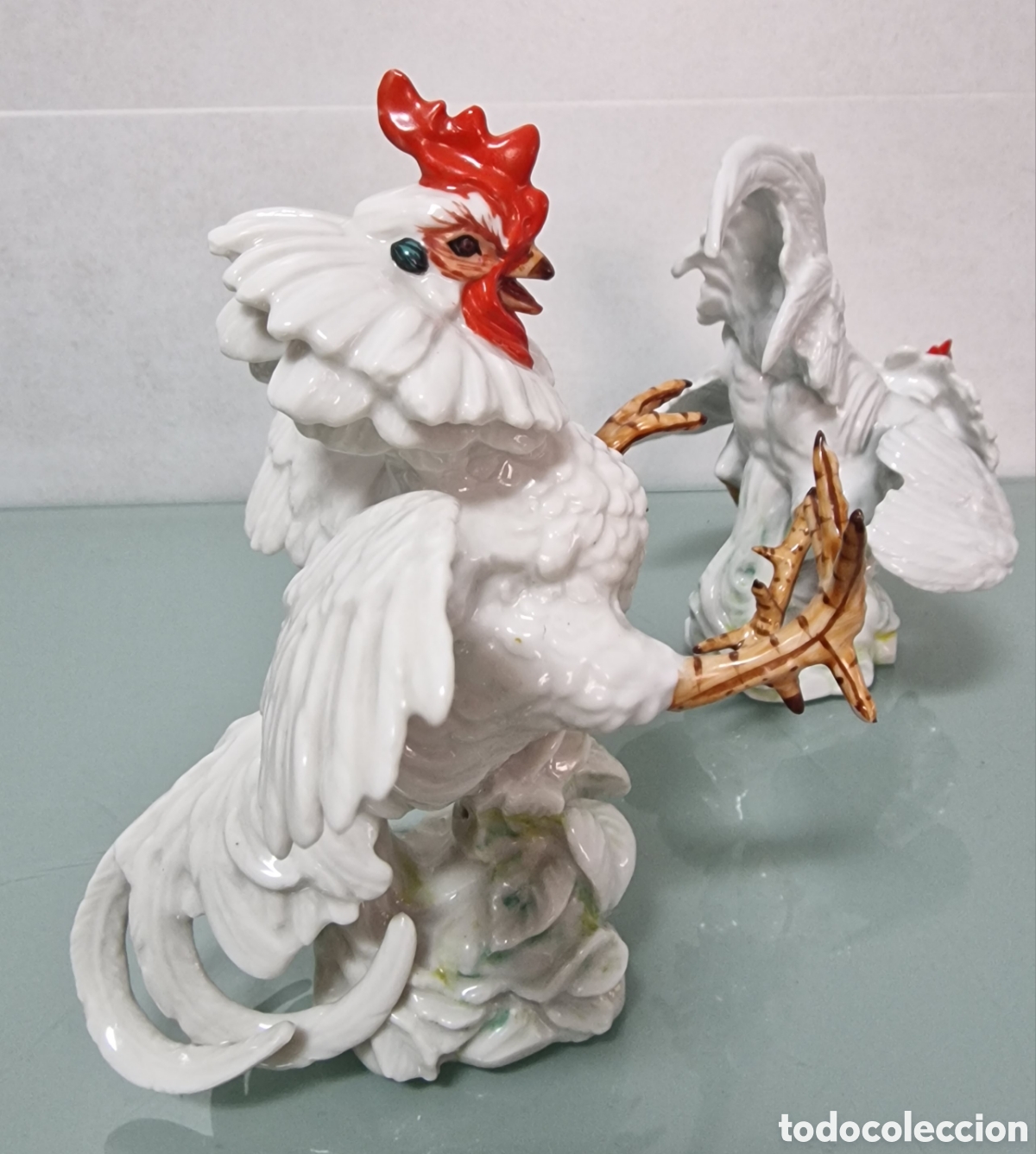 Antig&uuml;edades: PAREJA GALLOS CER&Aacute;MICA ALGORA BLANCOS - Foto 9