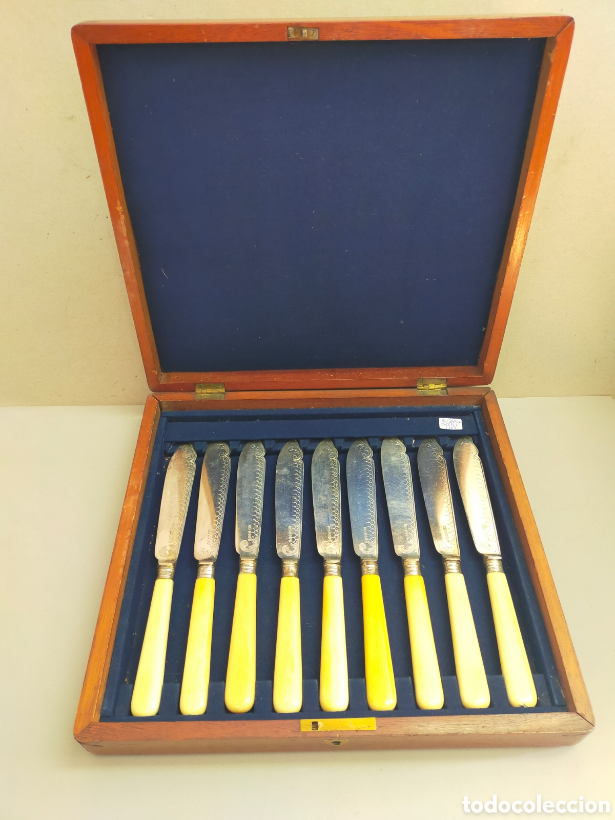 Oggetti Antichi: CAJA DE MADERA DE CUCHILLOS PALAS