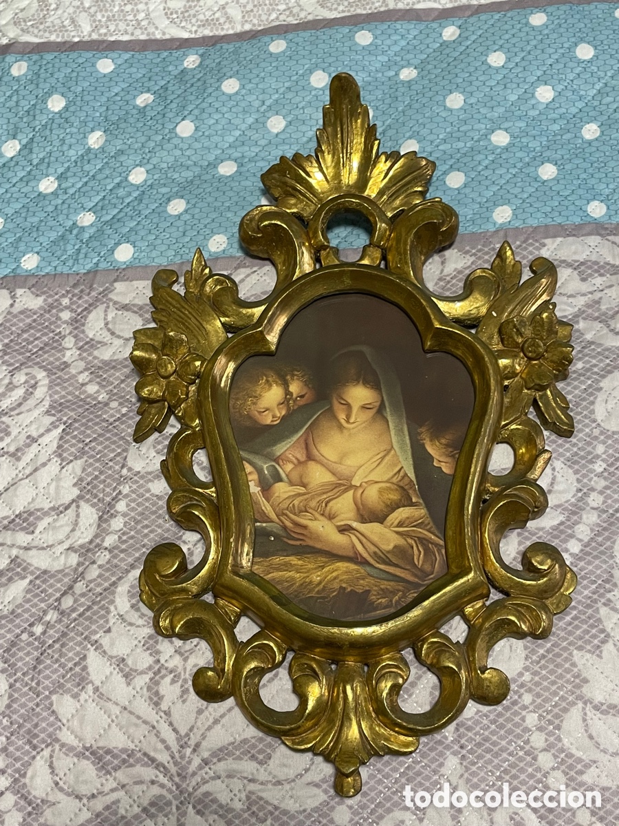 Antig&uuml;edades: Cornucopia tallada a mano con virgen - Foto 2