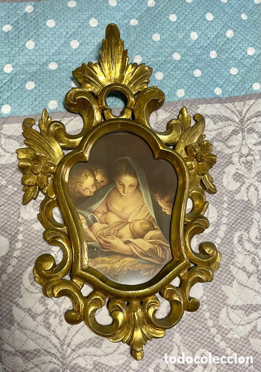 Antig&uuml;edades: Cornucopia tallada a mano con virgen - Foto 1