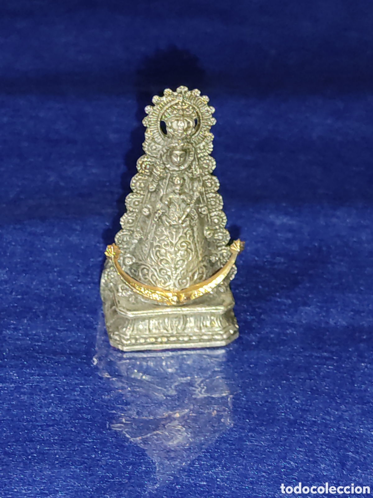 Antig&uuml;edades: Virgen del Roc&iacute;o de metal plateado. - Foto 2