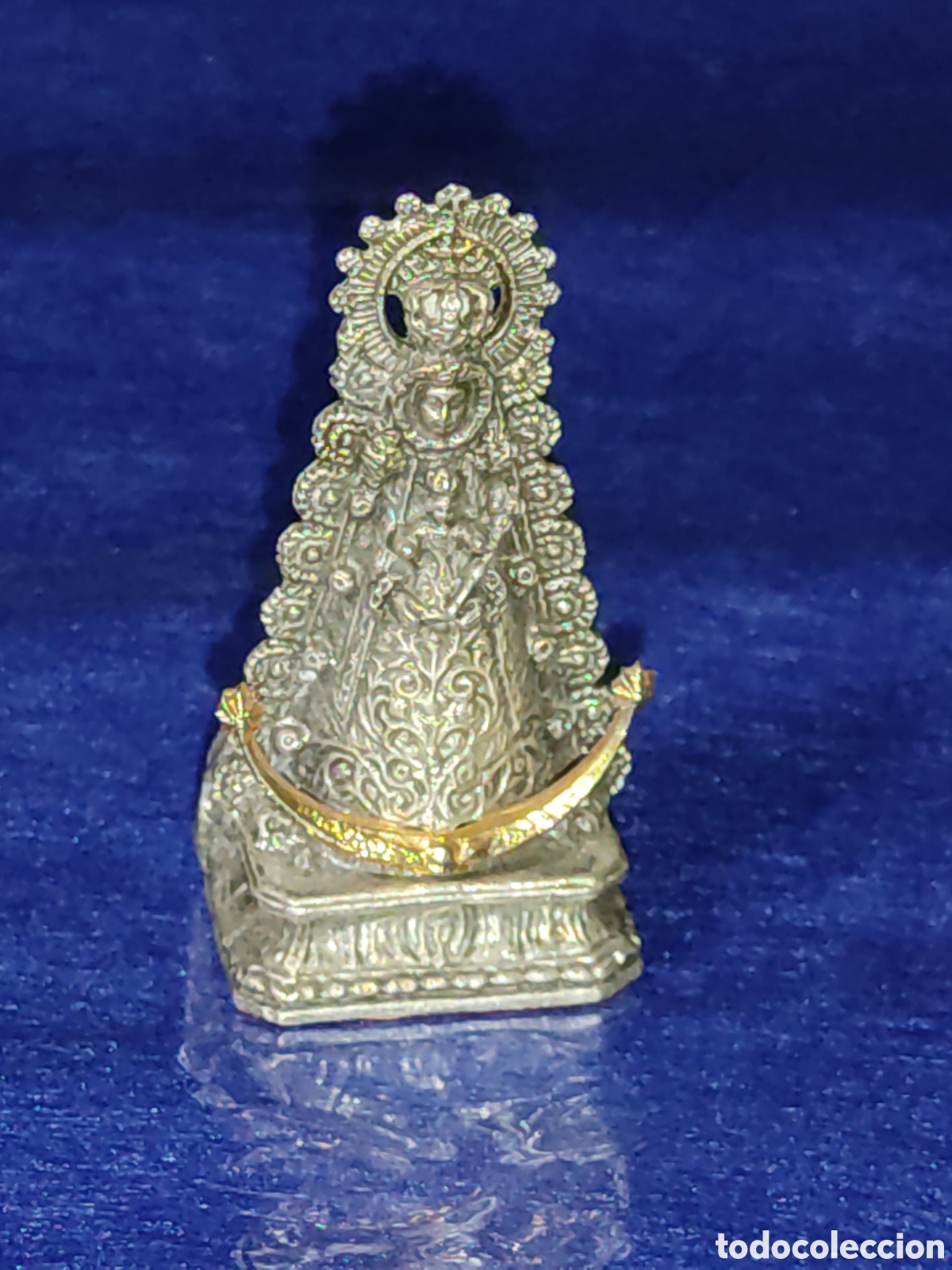Antig&uuml;edades: Virgen del Roc&iacute;o de metal plateado. - Foto 3