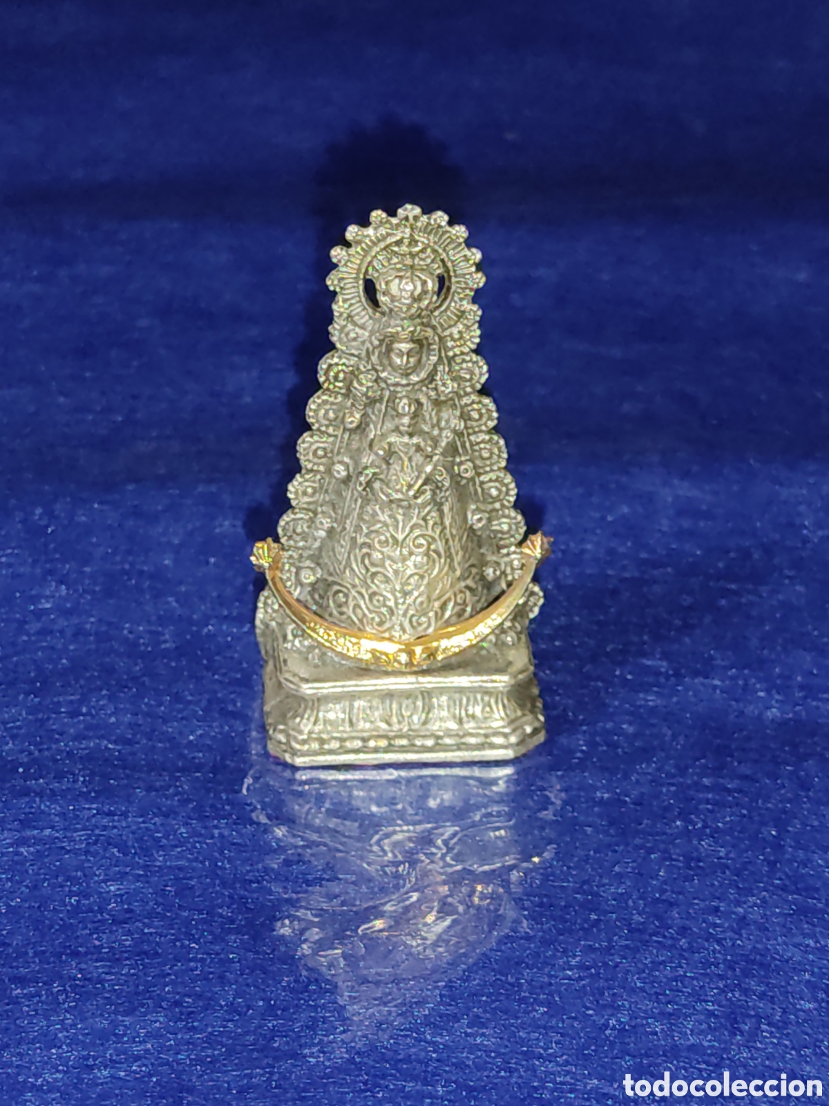 Antig&uuml;edades: Virgen del Roc&iacute;o de metal plateado. - Foto 1