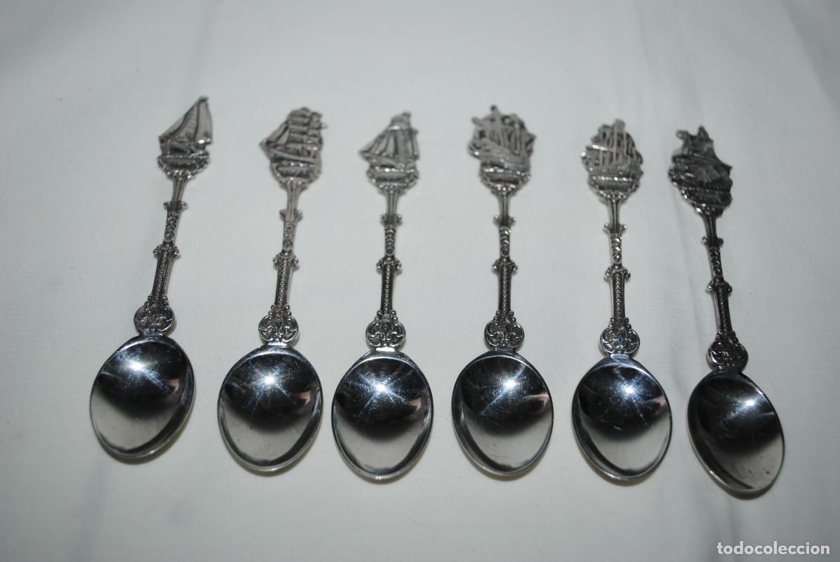 Antig&uuml;edades: CUCHARILLAS DE PLATA CON MANGO EN FORMA DE VELEROS . - Foto 1