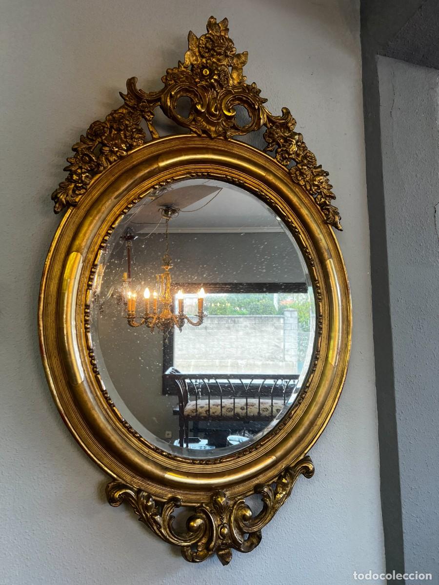 Antig&uuml;edades: ANTIGUO ESPEJO BISELADO DORADO DE 130X85 CMS - Foto 4