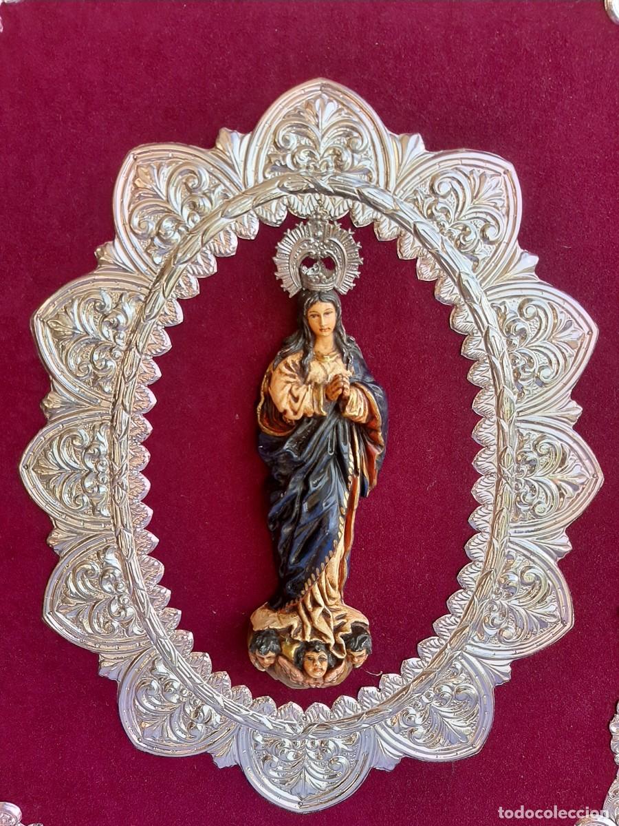 Antig&uuml;edades: CUADRO CON REPUJADO CON TALLA DE LA VIRGEN DE GUADALUPE - Foto 2