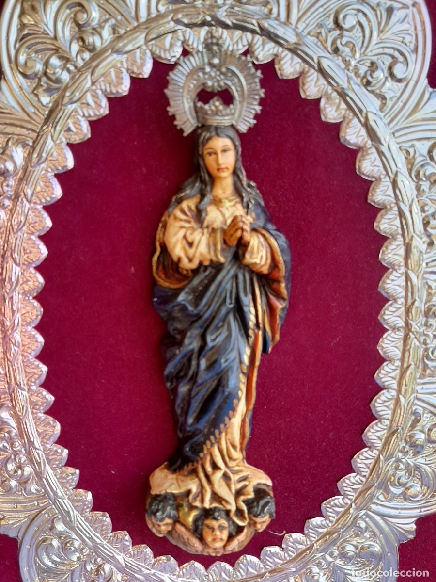 Antig&uuml;edades: CUADRO CON REPUJADO CON TALLA DE LA VIRGEN DE GUADALUPE - Foto 3